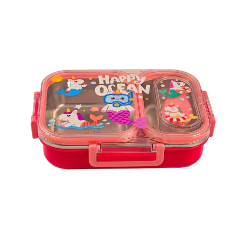 Little Bite Kids Steel Lunch Box (Set of 1) - Mermaid Pink