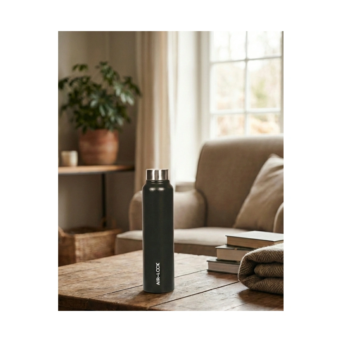 Steel Water Bottle (set of 1, 1.0L) - Black