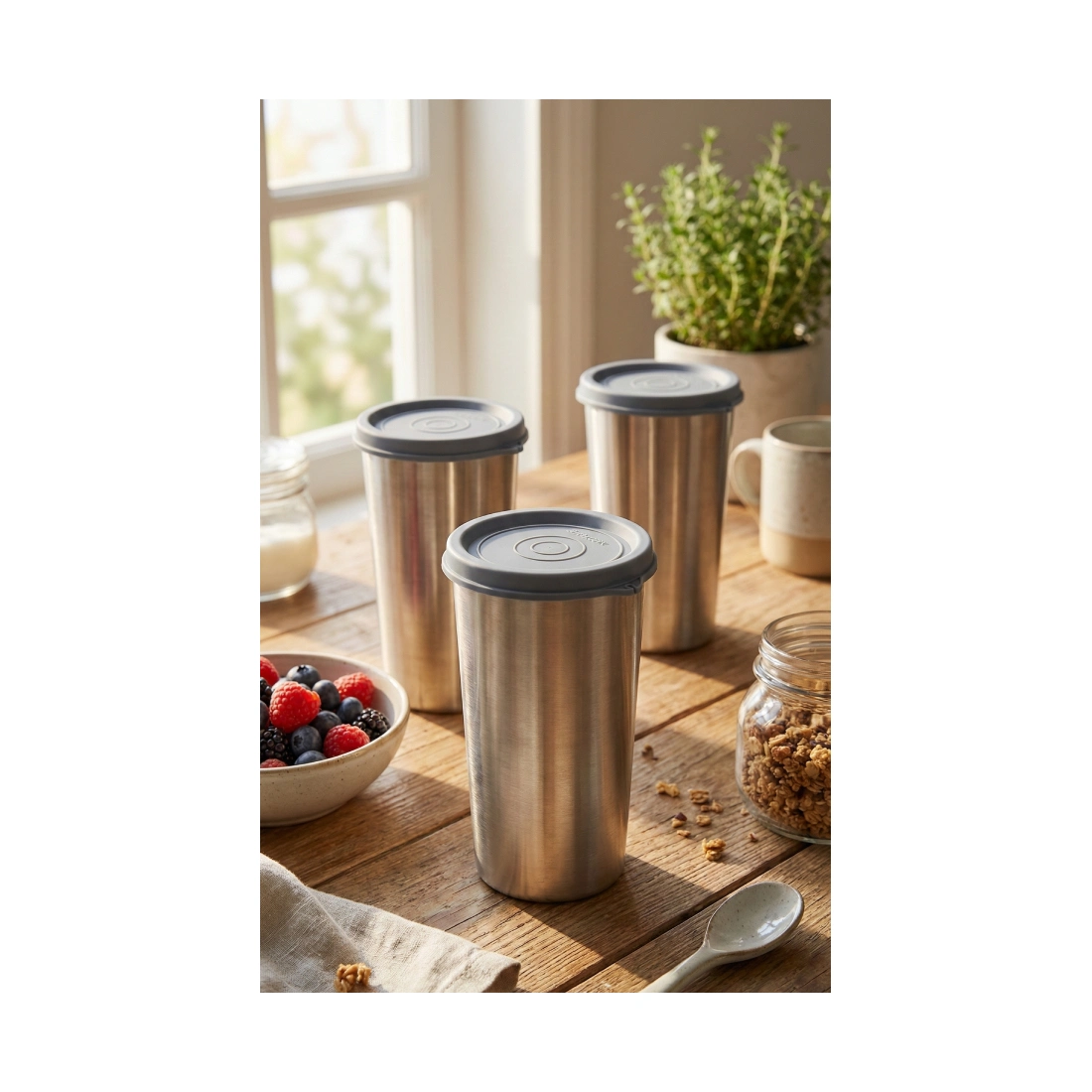Steel Tumbler (set of 2, 400ml) - Grey