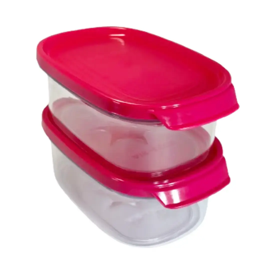 Crystal Clear Oval Container (set of 2, 600ml) - Raspberry Gem