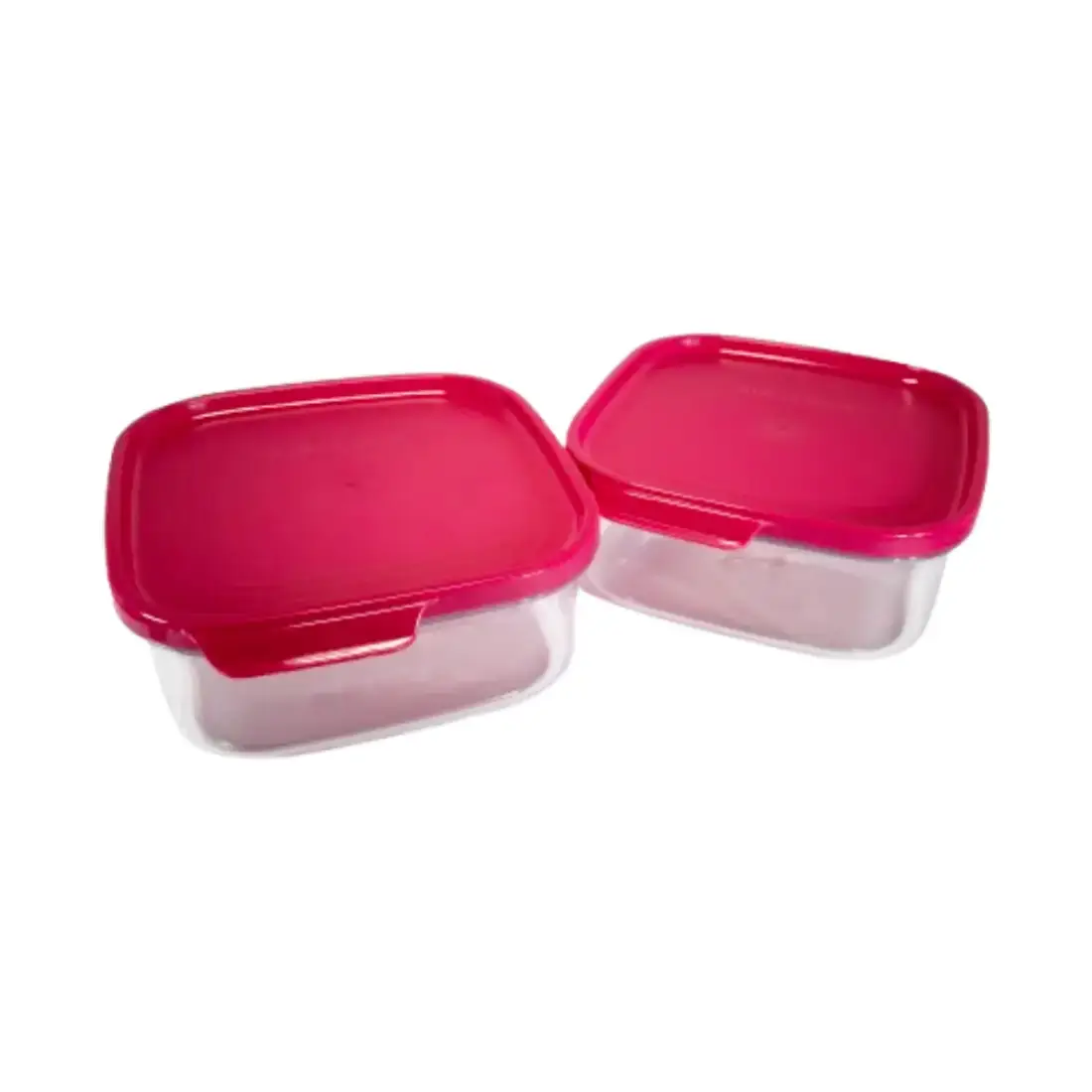 Crystal Clear Square Container (set of 2, 1.0L) - Raspberry Gem