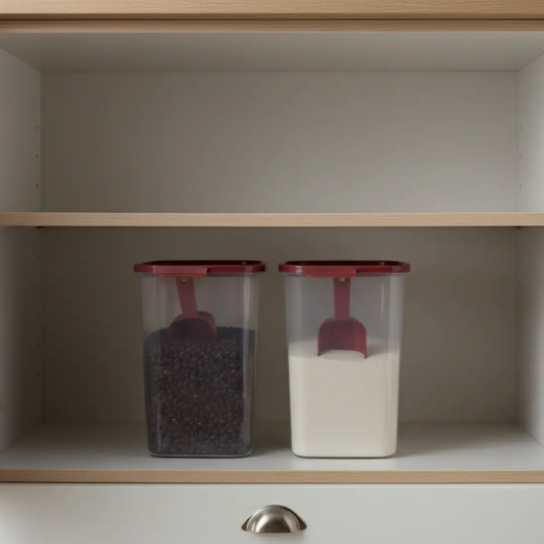 Crystal Clear Square Container with Scoop (set of 2, 4.0L) - Raspberry Gem