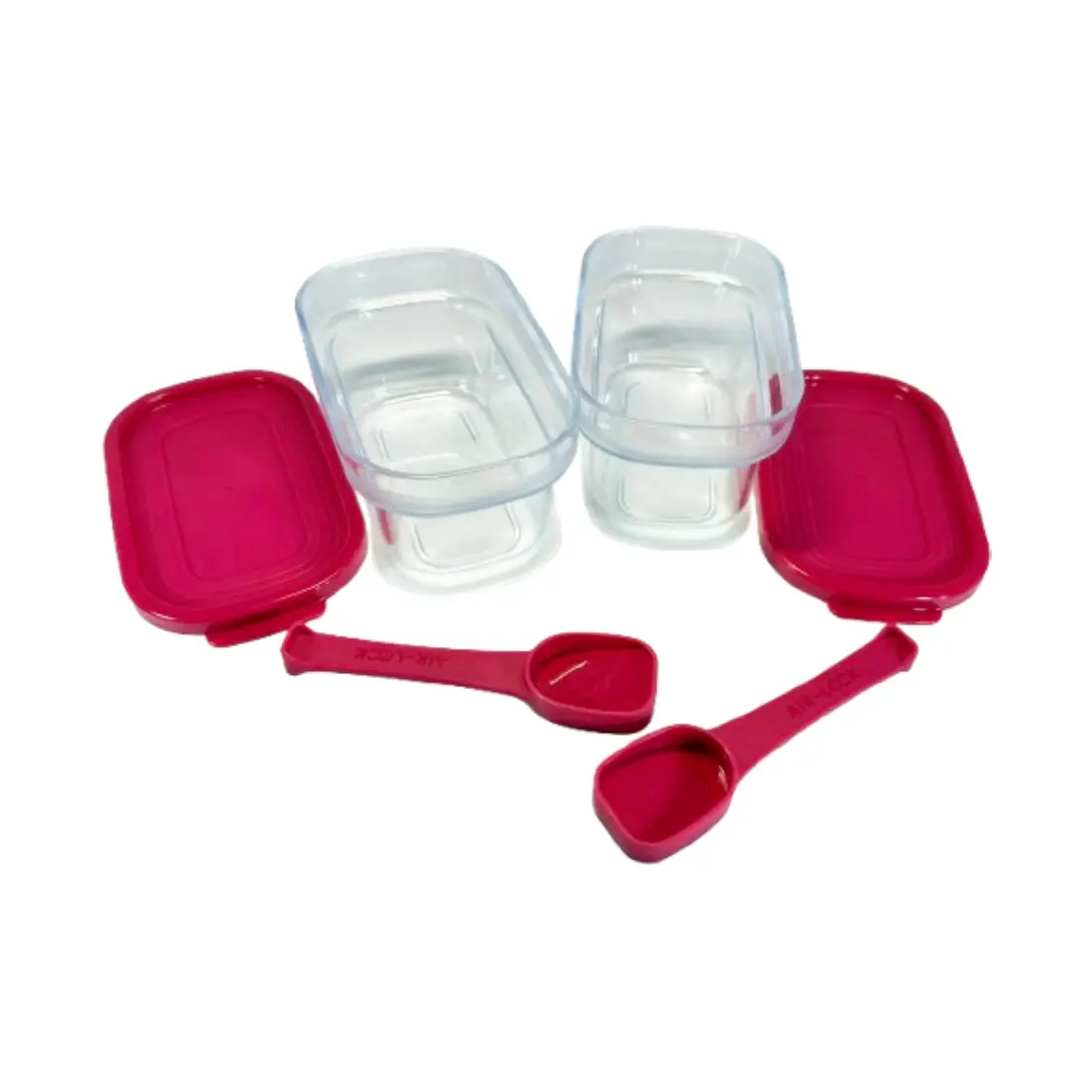 Crystal Clear Container Brew Box with Spoon (set of 2, 225ml) - Raspberry Gem