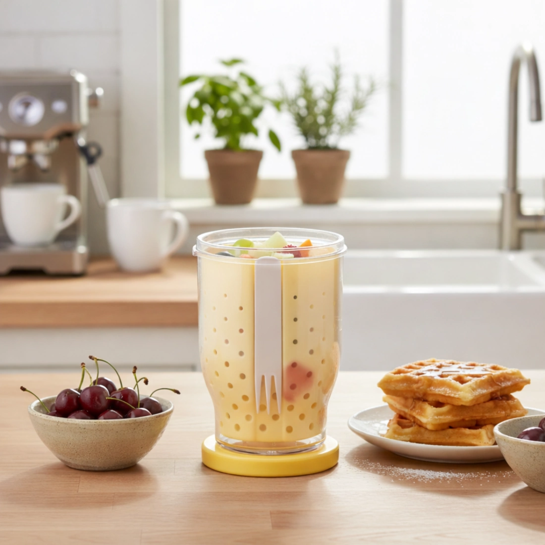 Fork 'N' Go Bowl (set of 1, 500ml) - Yellow