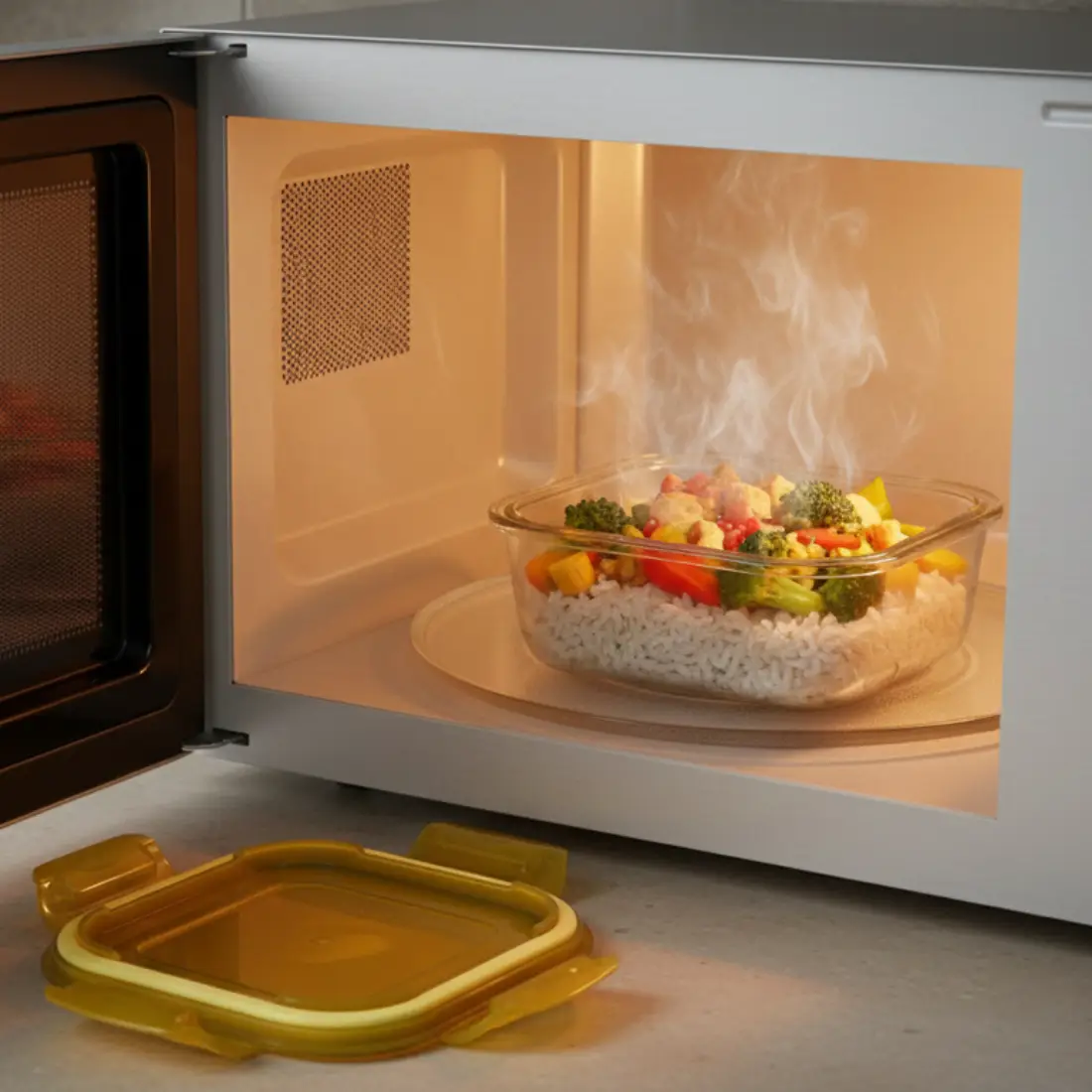 Fresh Lock Glass Container (set of 1, 530ml) - Topaz Gold