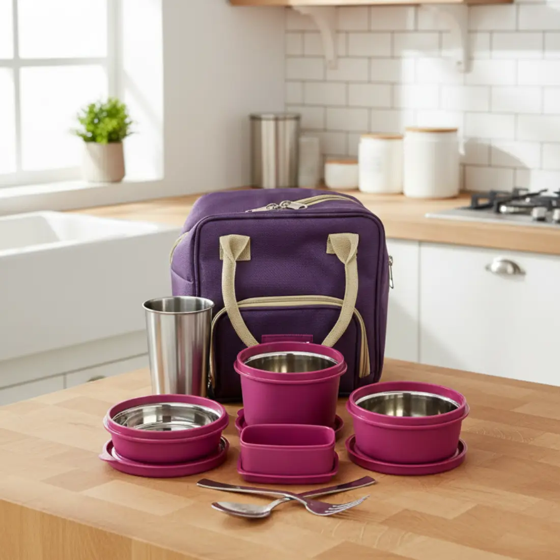 Gourmet Steel Lunch Set - Bubblegum Pink