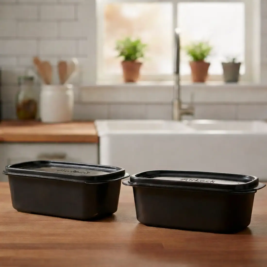 Keep It Dry Oval Container (set of 2, 500ml) - Black