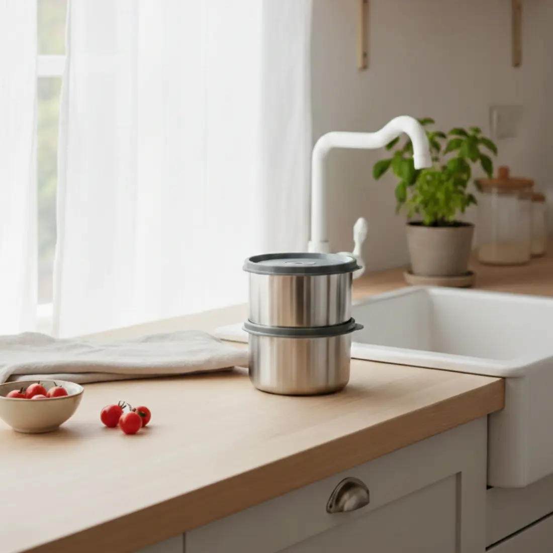 Munch Max Steel Bowl (set of 2, 400ml) - Dark Grey