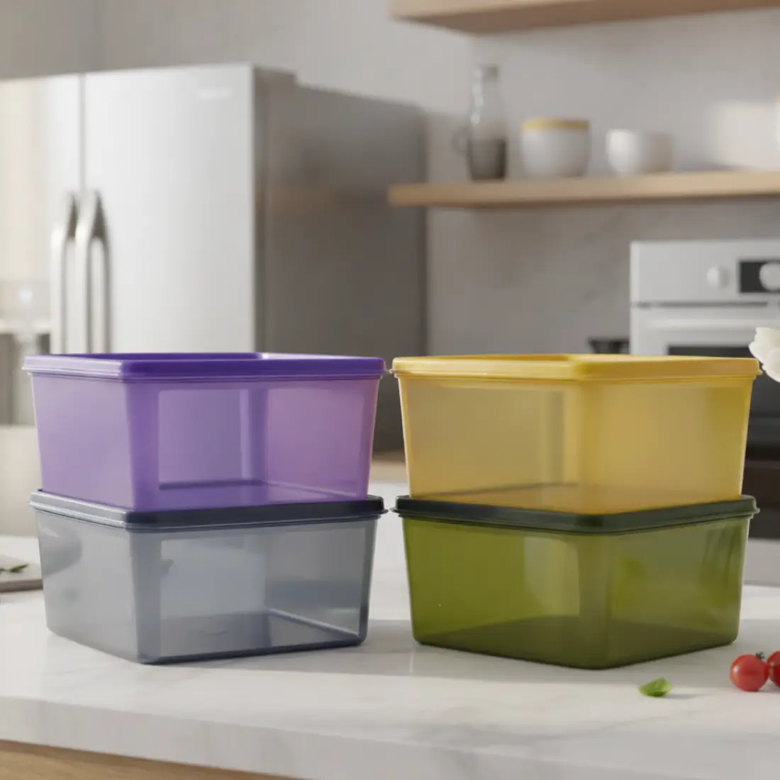 Polyclear Rectangular Container (set of 4, 1.2L)