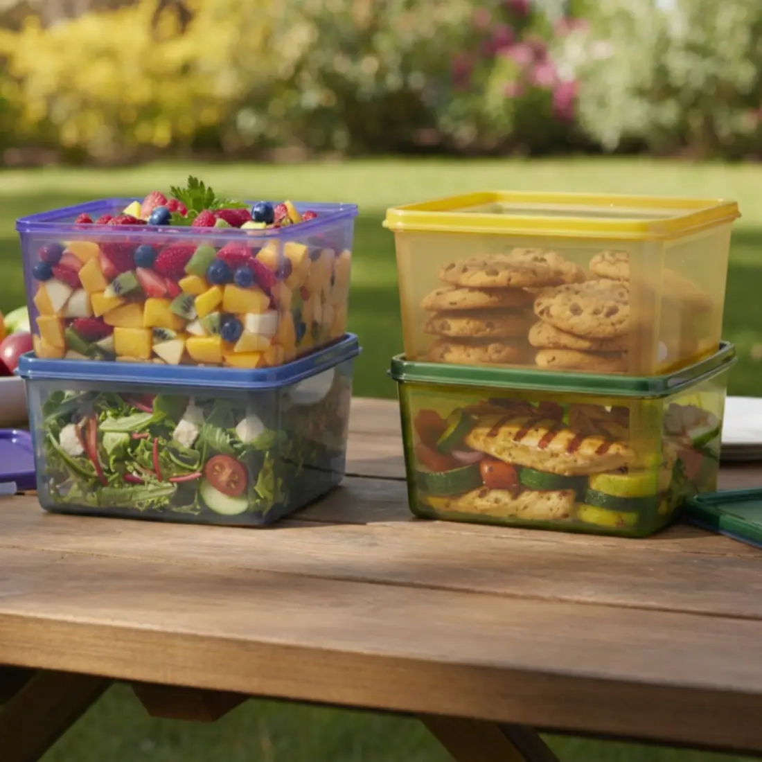 Polyclear Rectangular Container (set of 4, 1.2L)