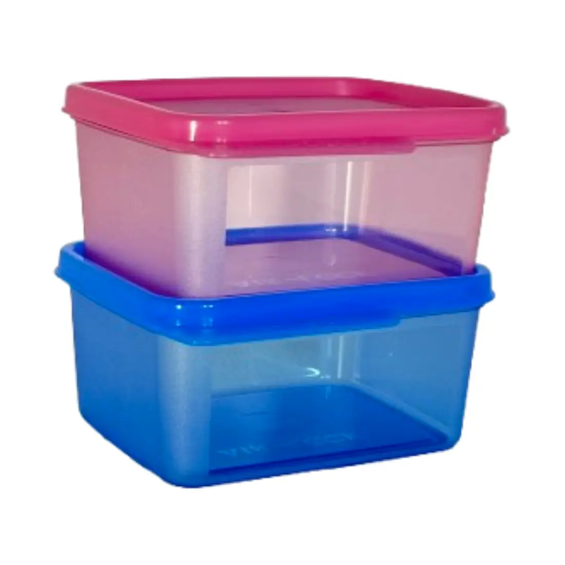 Polyclear Rectangular Container (set of 2, 500ml) - Ice Blue & Blush Pink