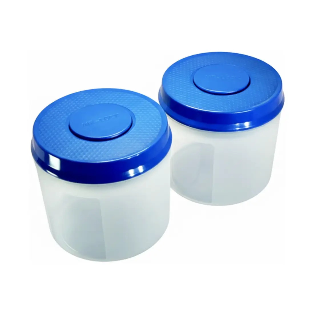 Round Push Button Container (set of 2, 1.0L) - Blue