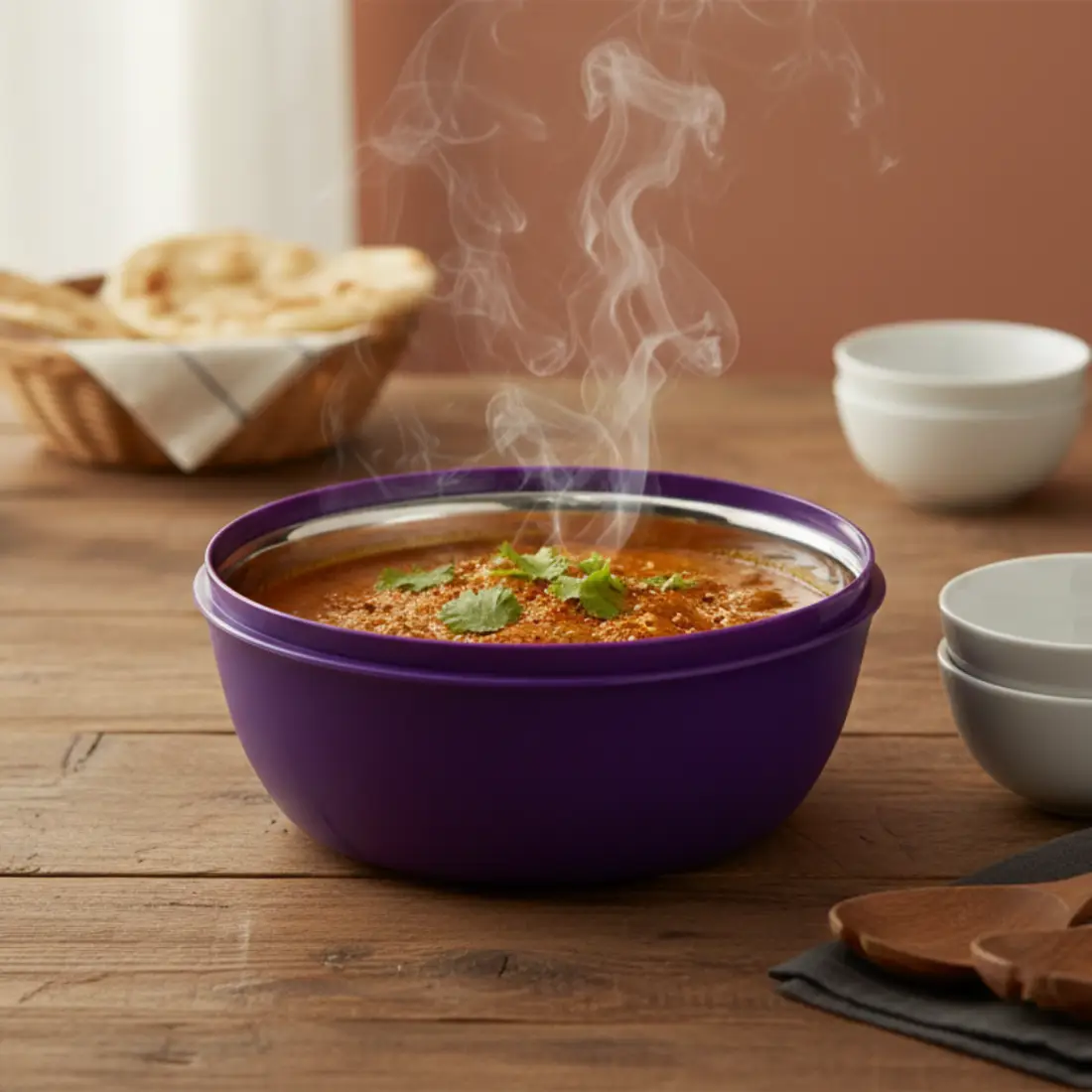 Stainless Steel Bowl (set of 1, 1.5L) - Purple