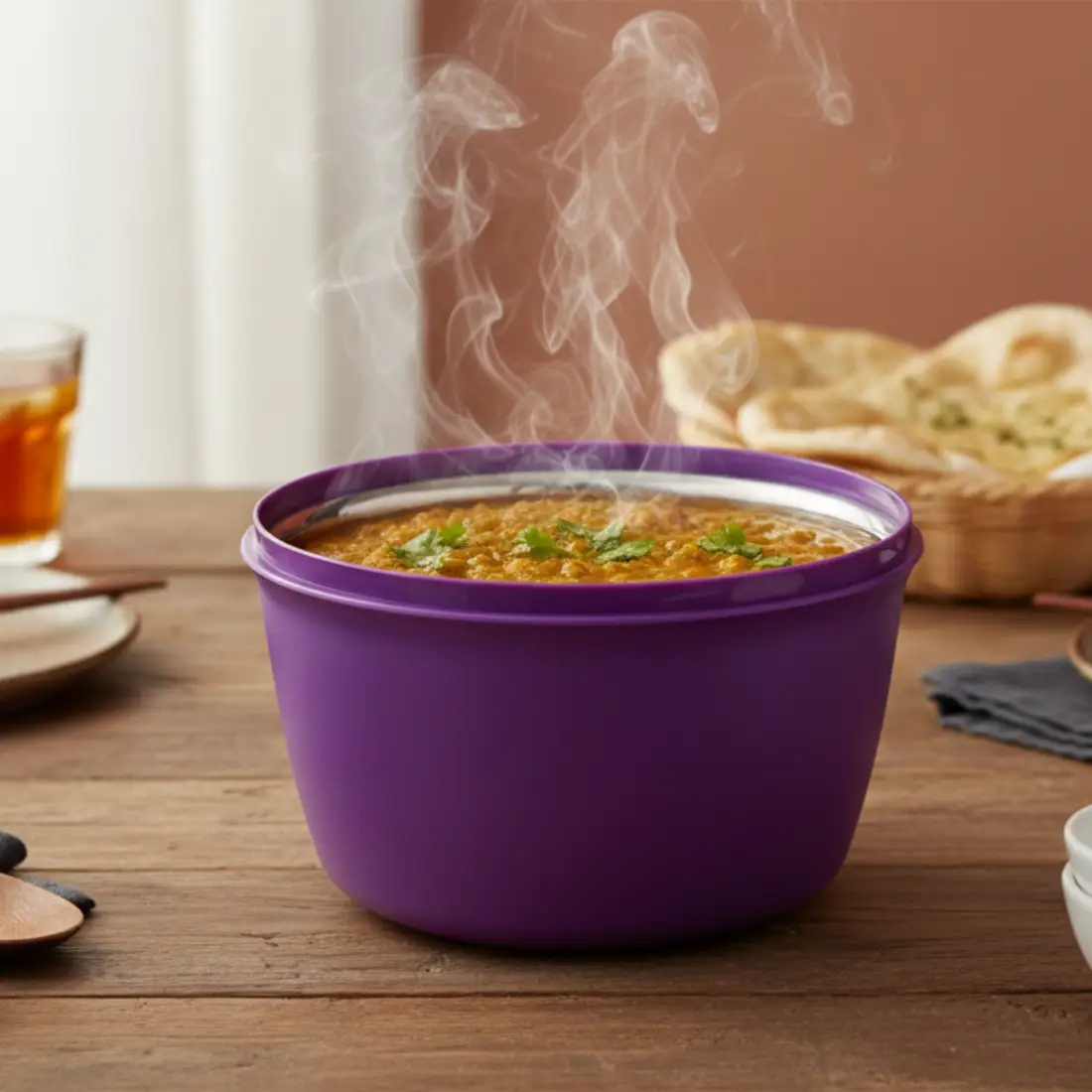 Stainless Steel Bowl (set of 1, 2.5L) - Purple