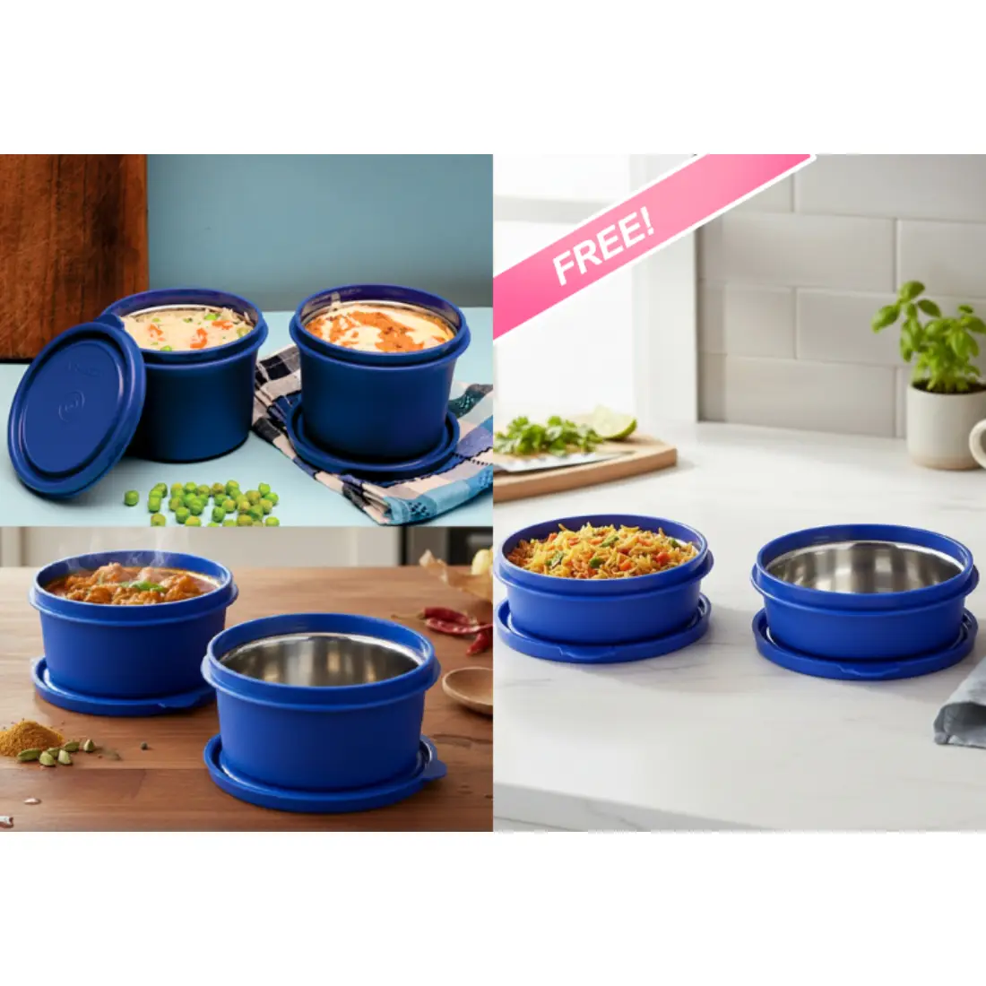 Buy Meal Mate SS Container 600ml (Set of 2) Meal Mate SS Container 400ml (Set of 2) Free Meal Mate SS Container 290ml (Set of 2)