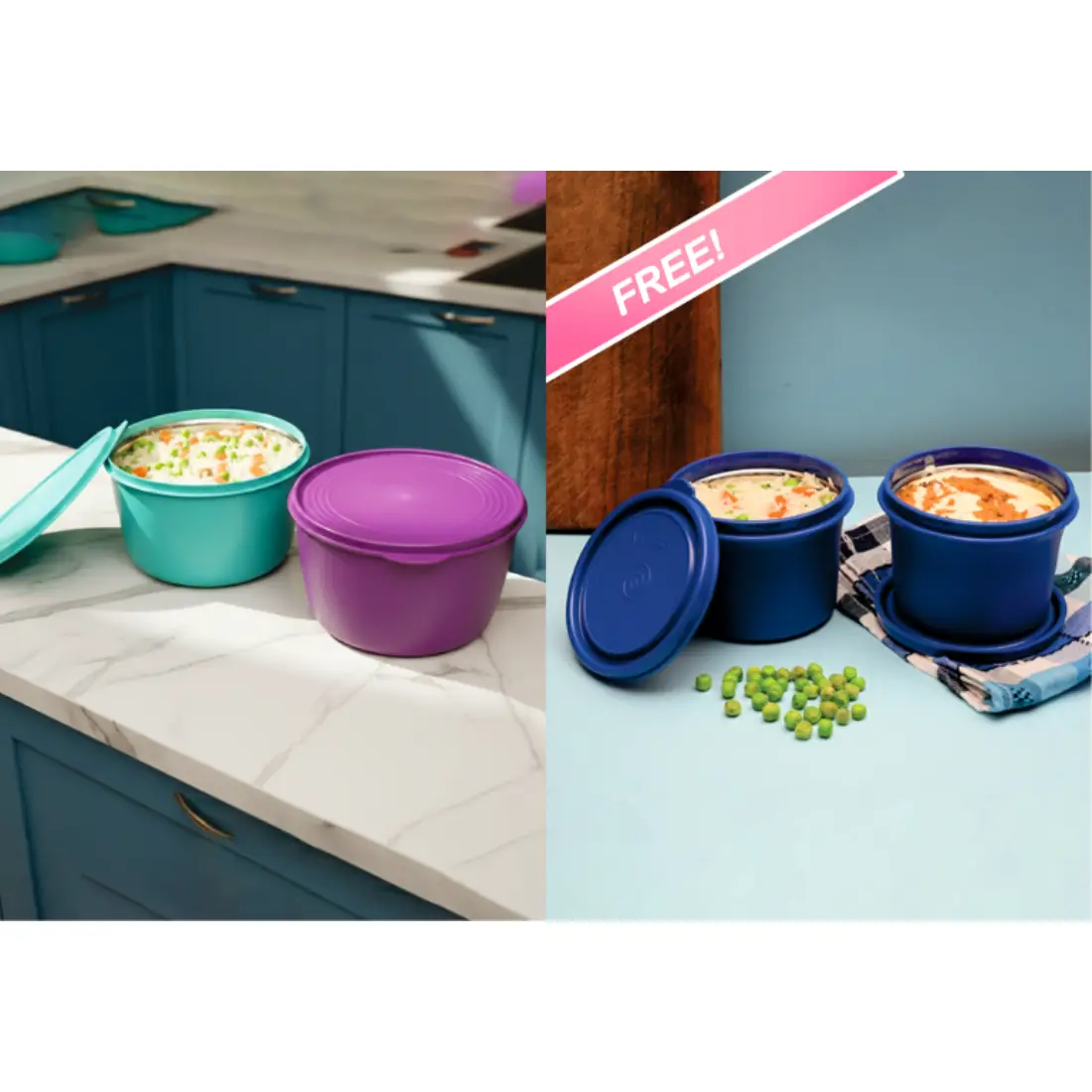 Buy Super Steel Bowl 2.5L (Set of 2) Free Meal Mate SS Container 600ML (Set of 2)