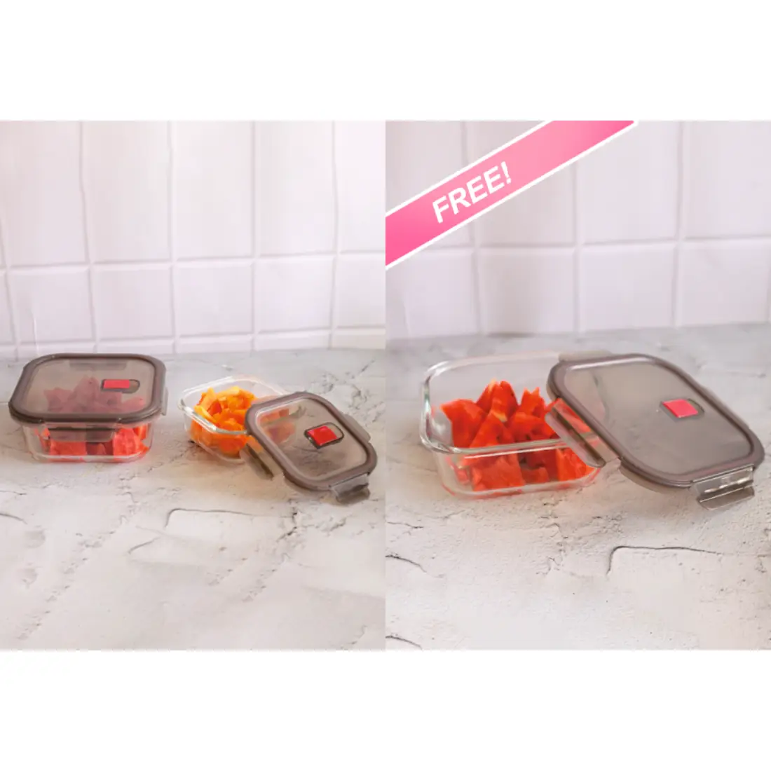 Buy Fresh Look Rectangular Glass Container 630ML Fresh Lock Rectagular Glass Container 1040ML Free Fresh Lock Rectangular Glass Container 630ML