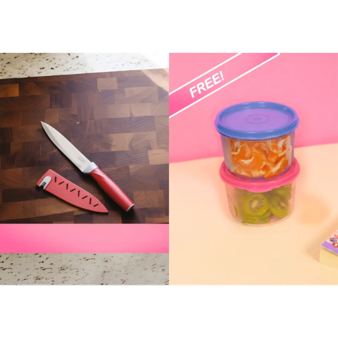 Buy - SS Matt Blade Knife With Knife Sharpner Cover 5 inch Free - Crystal Bowl 450ML (Set of 2)