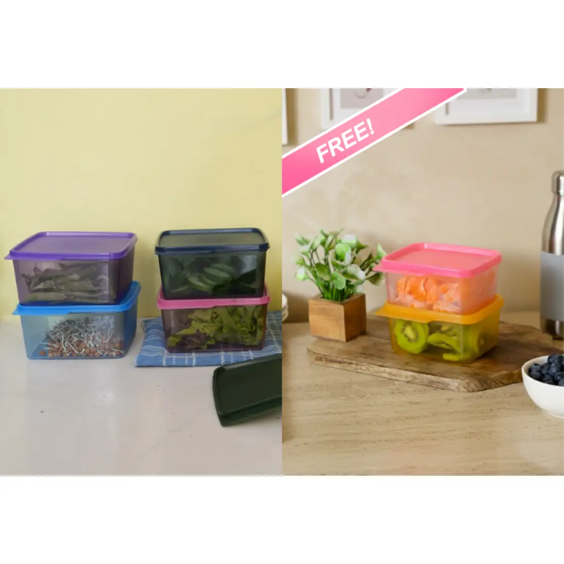 Buy Polyclear Rectangular Container 1.2L (Set of 4) Free Polyclear Rectangular Container 500ML (Set of 2)