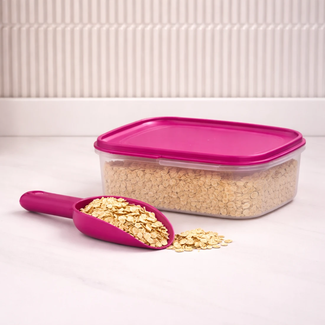 Keep It Dry Square Container with Scoop, 1L - Mulberry Dream