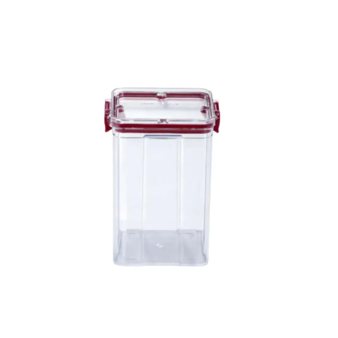 650ML Clear Square Container - Cherry Red