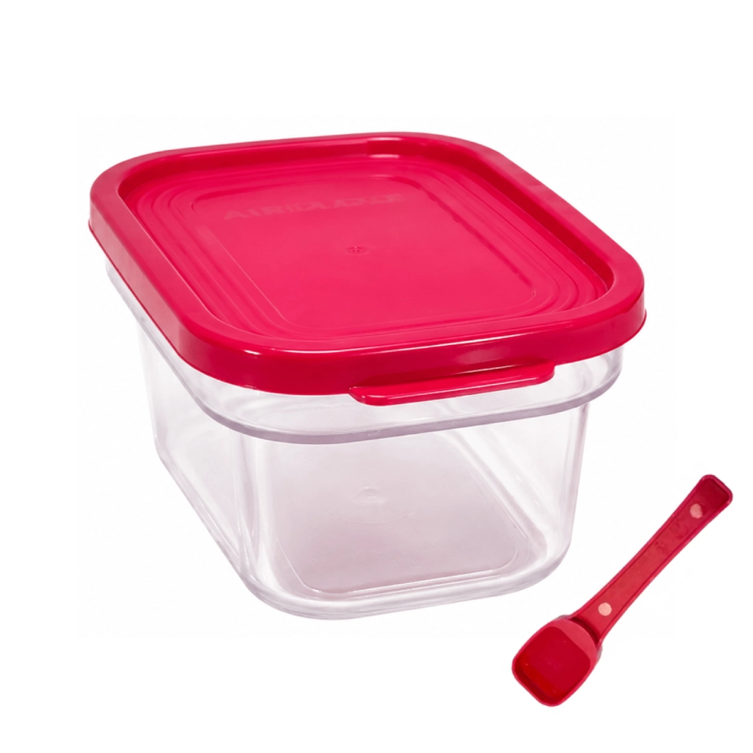 225ML Crystal Clear Container Brew Box with Spoon (1 pcs) - Raspberry Gem