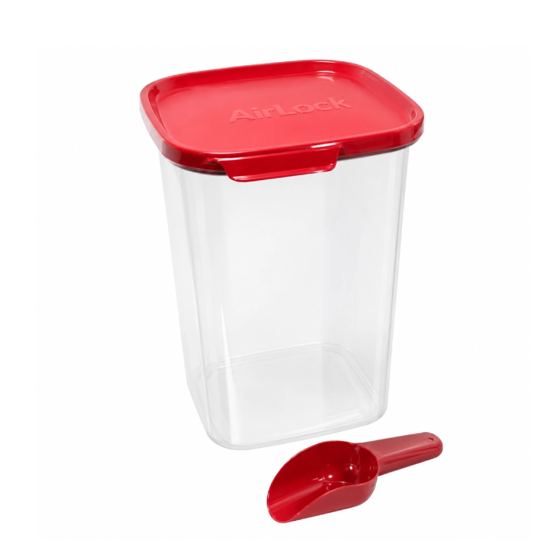 4.0L Crystal Clear Square Container with Scoop (1 pcs) - Raspberry Gem